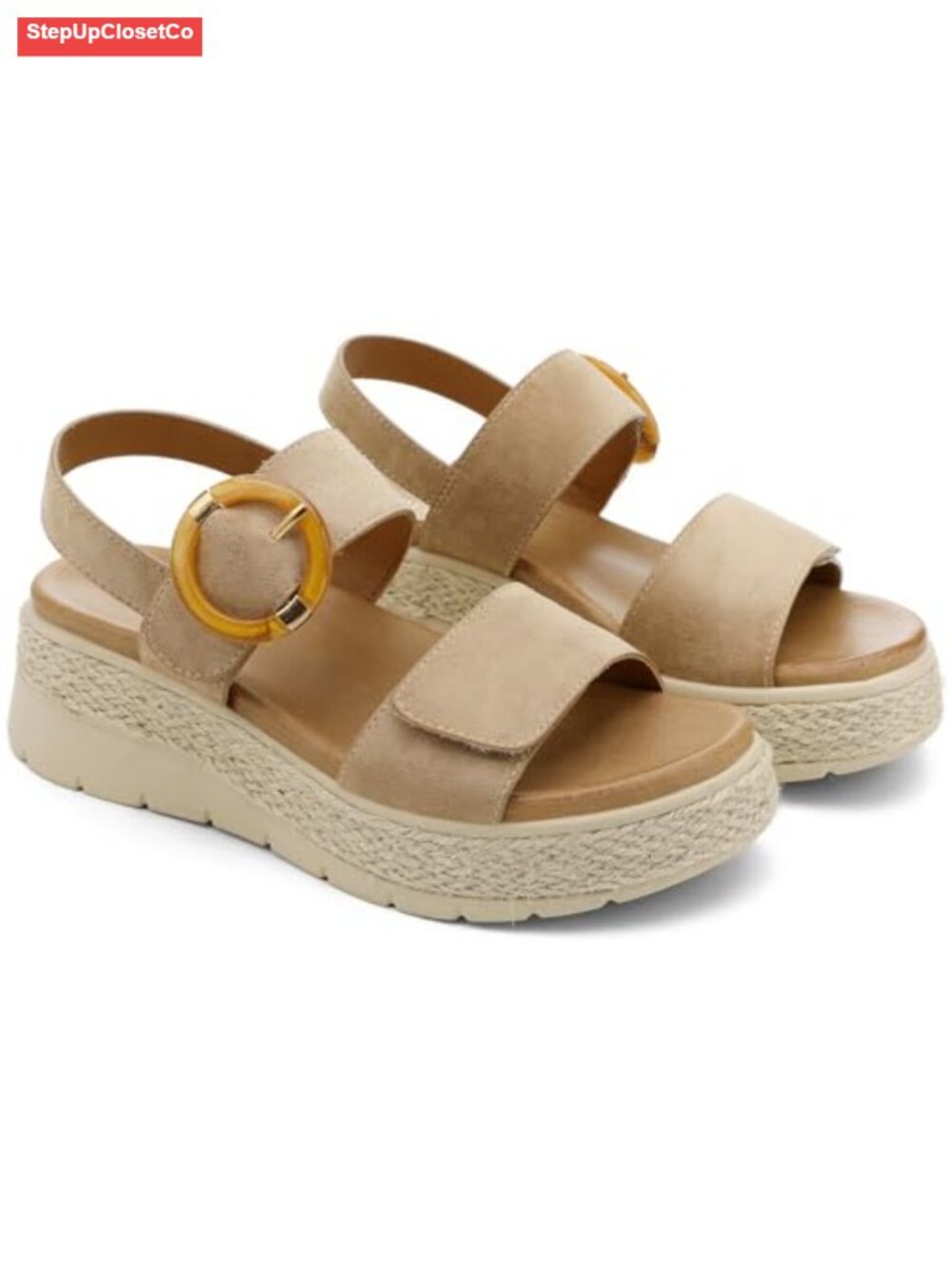 Womens Espadrille Platform Sandals Low Wedge Orthopedic Arch Support - Picture 2 of 6